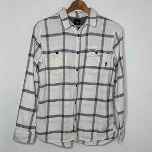Vans Off the Wall Plaid Flannel Shirt Size M White and Black Soft Cotton